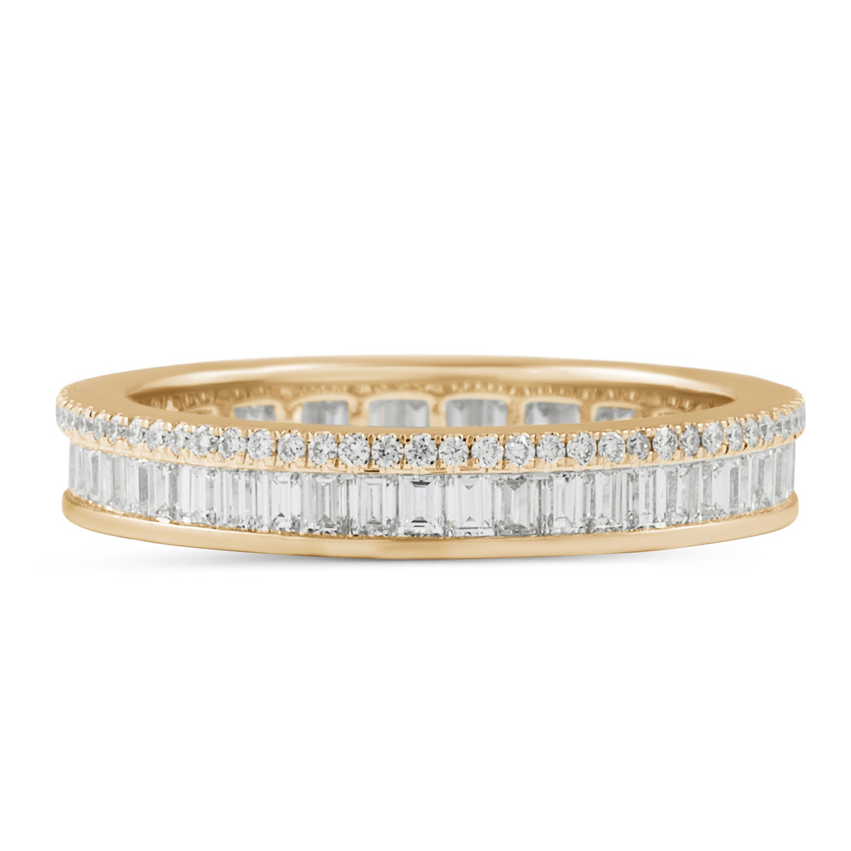 18k Rose Gold Two Raw Baguette And Pave Lab Grown Diamond Band