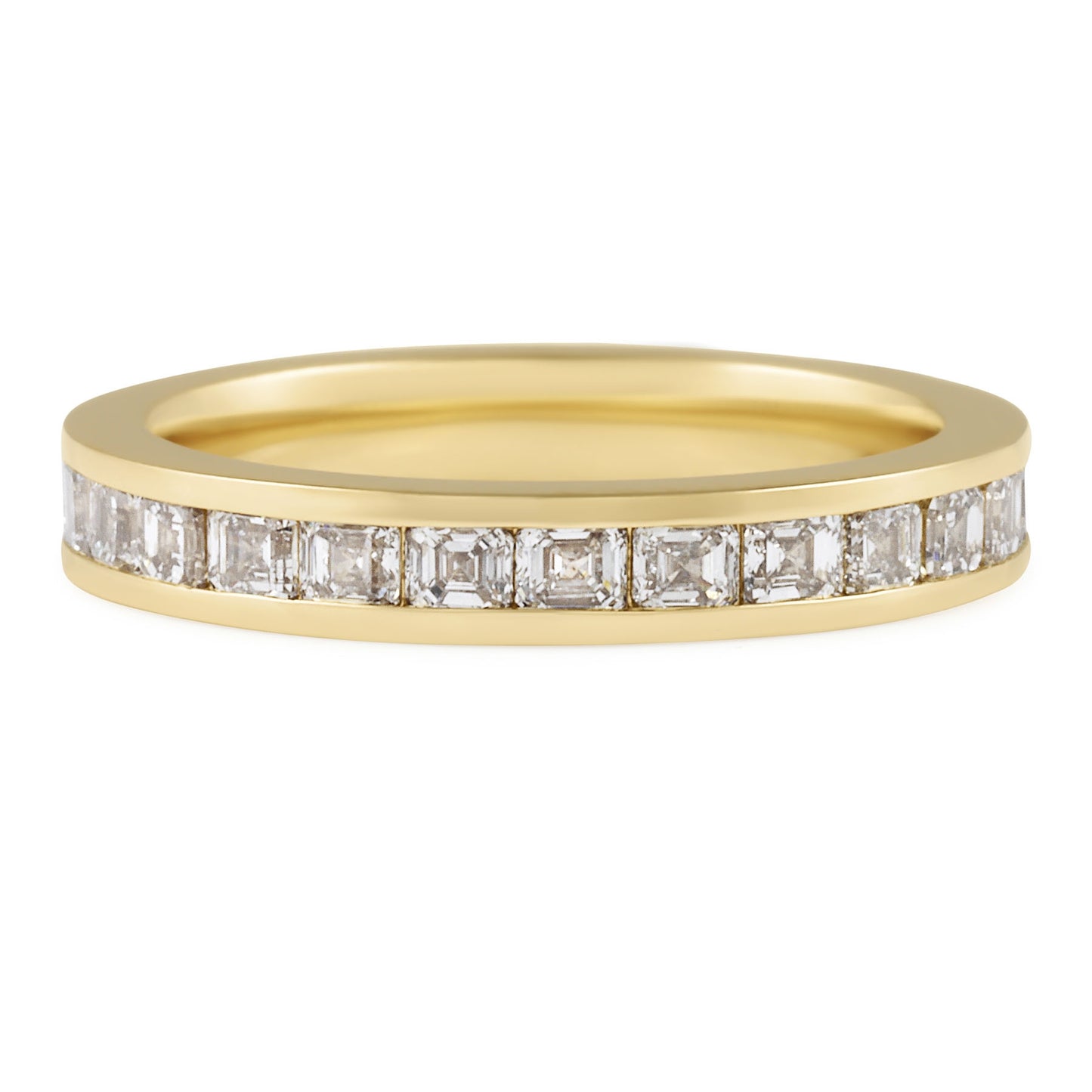 14k Rose Gold Ascher Cut Lab Grown Diamond Wedding Band