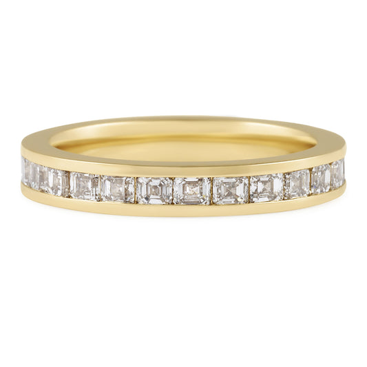 14k Rose Gold Ascher Cut Lab Grown Diamond Wedding Band