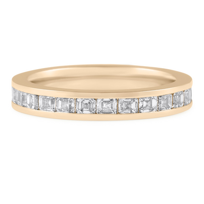 14k Rose Gold Ascher Cut Lab Grown Diamond Wedding Band