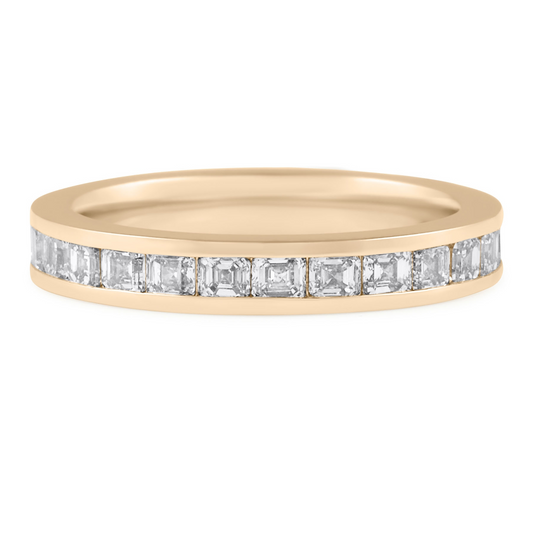 14k Rose Gold Ascher Cut Lab Grown Diamond Wedding Band