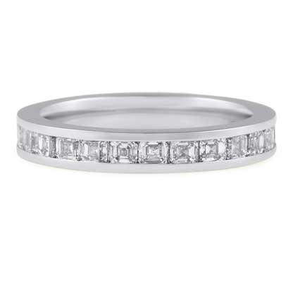 14k Rose Gold Ascher Cut Lab Grown Diamond Wedding Band