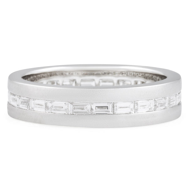 14k white Gold Baguette Cut Lab Grown Diamond Channel Set Band