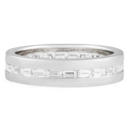 14k white Gold Baguette Cut Lab Grown Diamond Channel Set Band