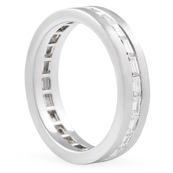 14k white Gold Baguette Cut Lab Grown Diamond Channel Set Band