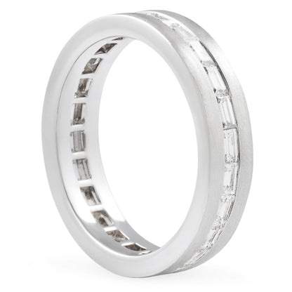 14k white Gold Baguette Cut Lab Grown Diamond Channel Set Band