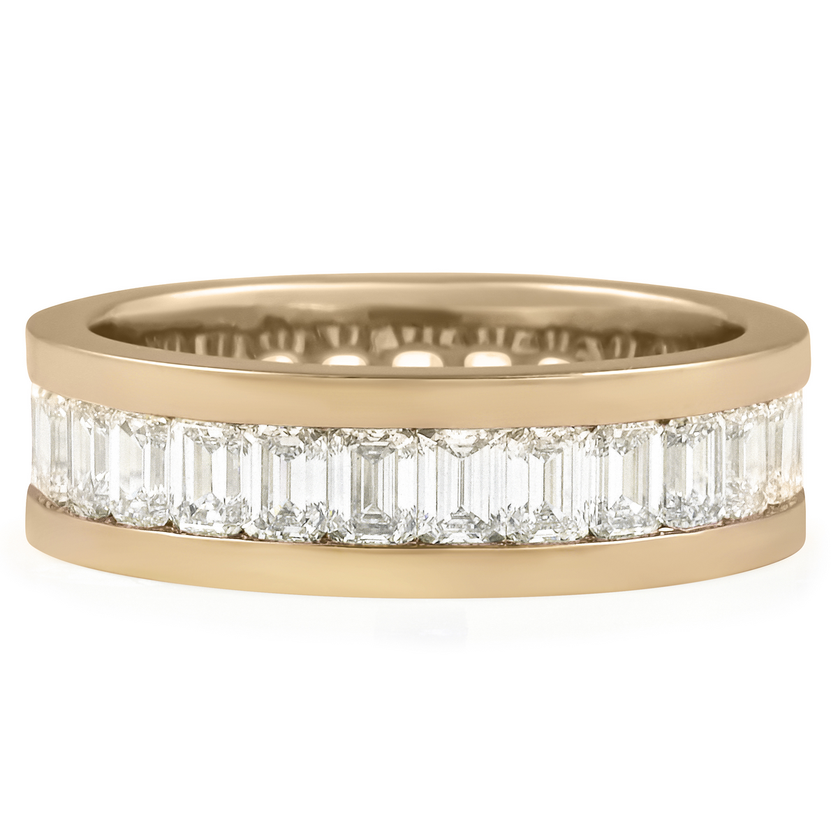 10k Rose Gold Lab Grown Diamond Emerald Wedding Band