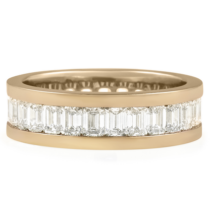 10k Rose Gold Lab Grown Diamond Emerald Wedding Band