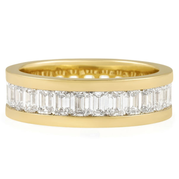 10k Rose Gold Lab Grown Diamond Emerald Wedding Band