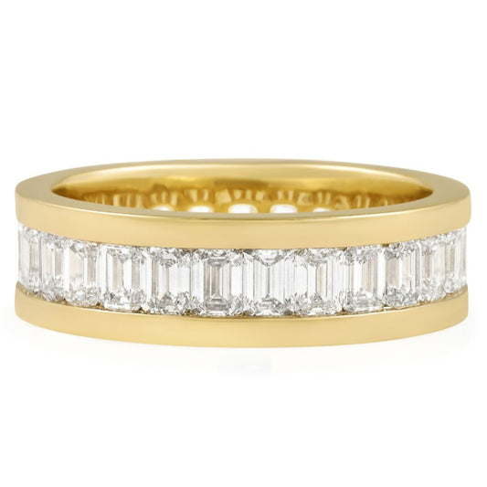 10k Rose Gold Lab Grown Diamond Emerald Wedding Band