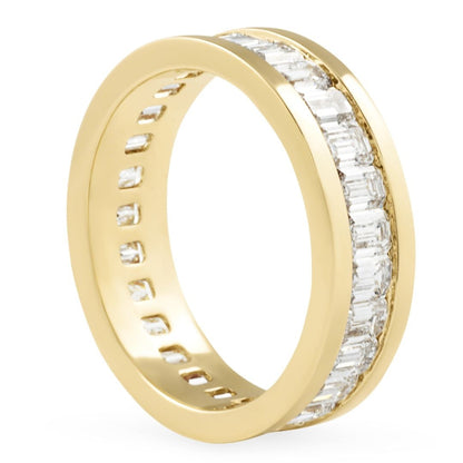10k Rose Gold Lab Grown Diamond Emerald Wedding Band