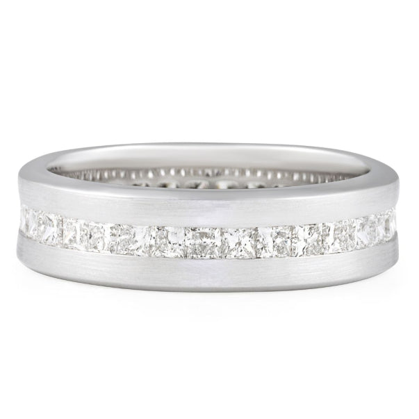 14k White Gold Princess Cut Lab Grown Diamond Channel Set Band