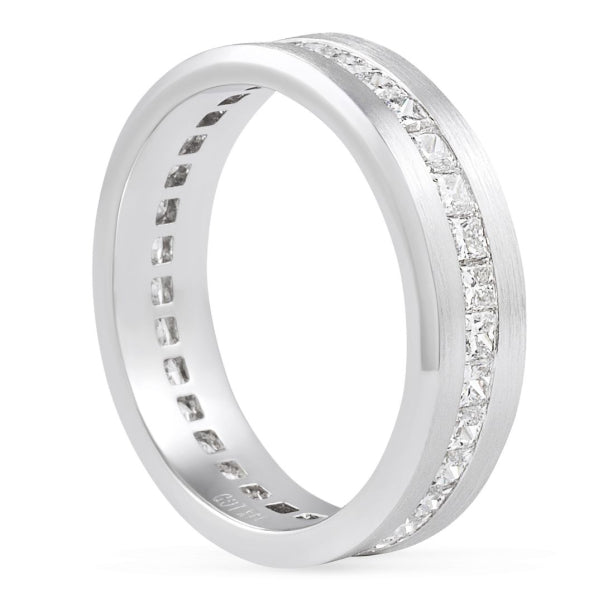 14k White Gold Princess Cut Lab Grown Diamond Channel Set Band