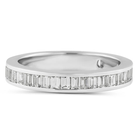 14k white Gold Baguette Cut Lab Grown Diamond Channel Set Band