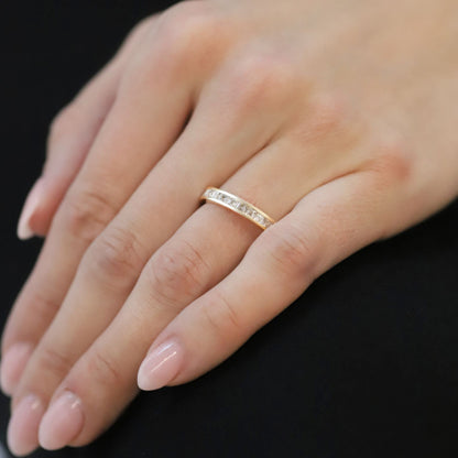 14k Rose Gold Ascher Cut Lab Grown Diamond Wedding Band