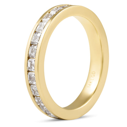 14k Rose Gold Ascher Cut Lab Grown Diamond Wedding Band