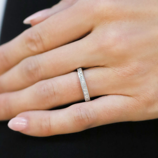 10k Yellow Gold Channel Set Lab Grown Diamond Wedding Band