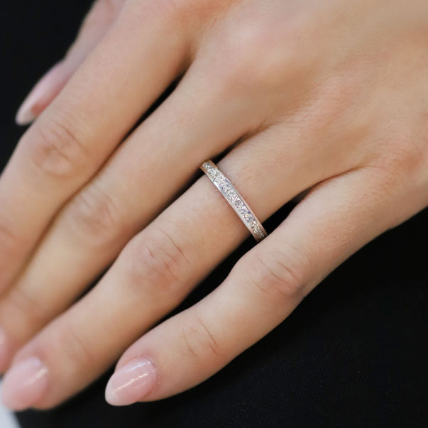 10k Rose Gold Round Cut Lab Grown Diamond Stacking Band