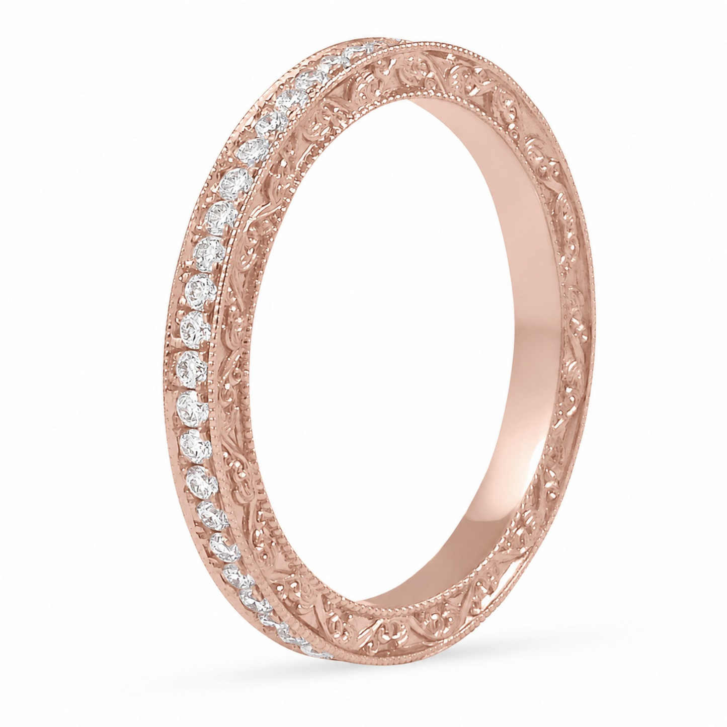 18k Rose Gold Lab Grown Diamond Eternity Wedding Band