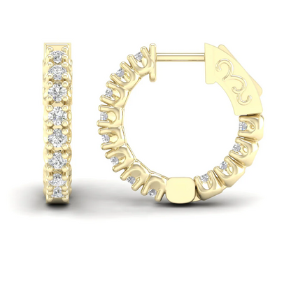 1 CTW Lab Grown Diamond Unique Design Hoop Earring